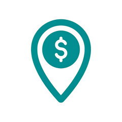 Fototapeta premium A modern icon representing financial location services, combining navigation with monetary aspects for business applications.