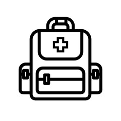 Line icon of a first aid medical bag, representing emergency healthcare supplies