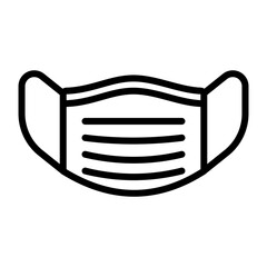 Simple line style icon of a medical face mask, used for health protection and safety