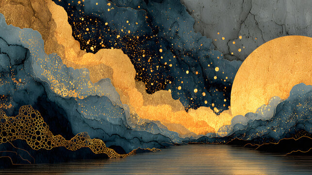 Dark Gold Abstract Illustration &ndash; Modern Luxury Art Design