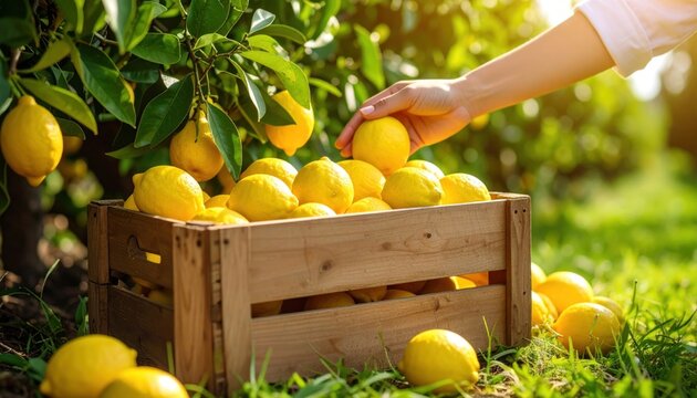 Freshly Picked Lemons from the Orchard