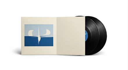 Classic Double Vinyl Record Isolated on White Background