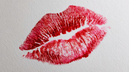 Vibrant Red Lipstick Kiss on White Paper