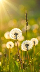 Dandelions in a sunny meadow