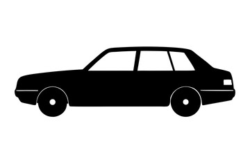 Naklejka premium Silhouette of a classic sedan car on transparent background