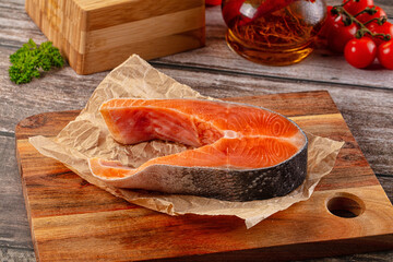 Fresh raw salmon fillet piece