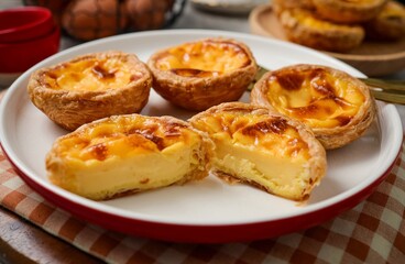Egg Tart,Egg Custard Tart in white plate