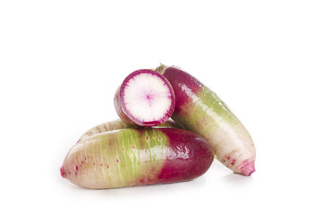 Watermelon Radish with Heart-Shaped Center on White Background - Fresh Organic Vegetable
