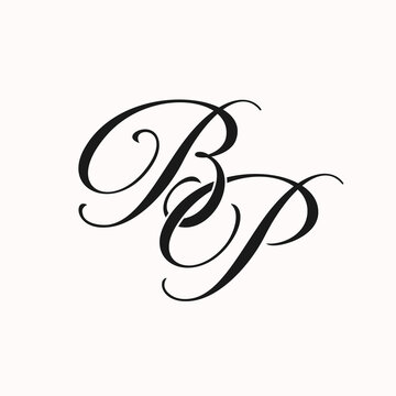 Elegant intertwined monogram of the letters B and P in a classic script font.