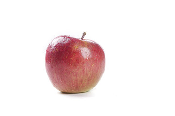 Fresh Red Fuji Apple with Water Droplets on White Background