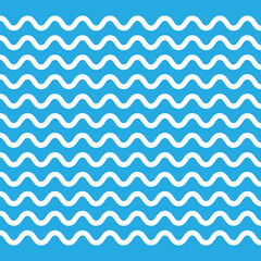 Set of Horizontal Wavy Lines Vector Simple Wave Icon Collection Water Fluid Air River Sea Lake or Ocean Symbols Illustration.