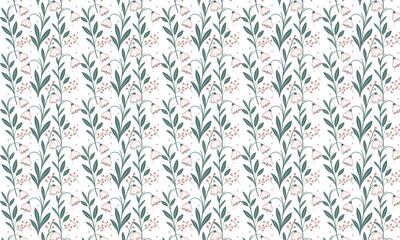 Seamless pattern, spring-summer blossom flower garden, simple pretty small flowers, white background vector art illustration