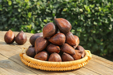 Fresh Yunnan Snakeberry Fruits in Wicker Basket - Imported Asian Exotic Fruits