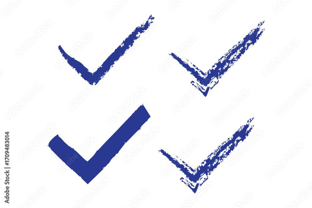 Poster grunge brush stroke checkmarks with tick and cross symbols. green and re grunge style vector illustr
