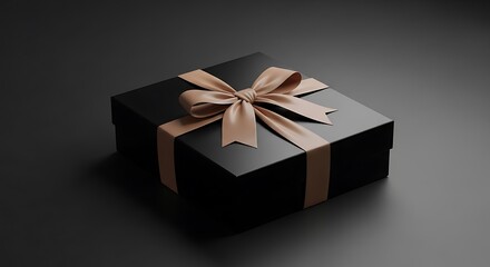 Black Gift Box with Ribbon.