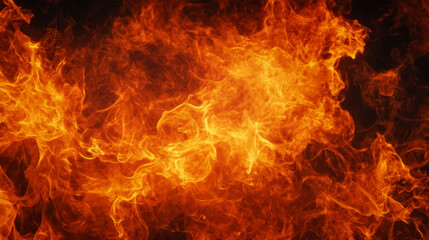 Dramatic orange fire flames on black background