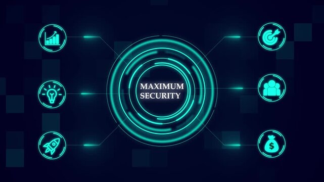 Maximum Security, futuristic holographic advanced HUD circle platform Business, Technology concept. Business, technology, internet and network concept. Digital technology background. - Powered by Adobe