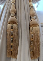 white silk curtain, interior decor elements, curtain decoration, portiere
