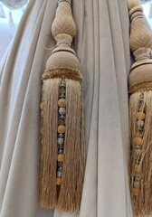 white silk curtain, interior decor elements, curtain decoration, portiere
