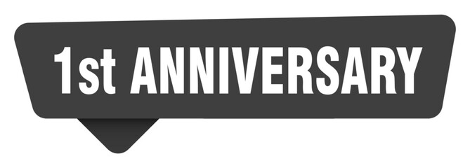 1st anniversary black sign isolated on transpatent background. 1st anniversary sticker
