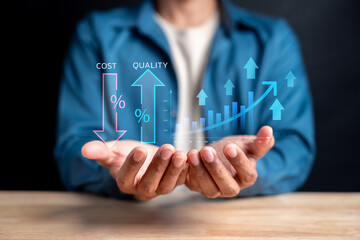 Cost and quality management business strategy, reducing expenses, improving efficiency, financial planning, and sustainable growth for organizations.