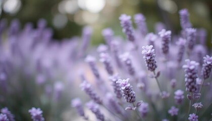 Obraz premium Soft lavender bokeh, dreamy blurred motion streaks , widescreen, space