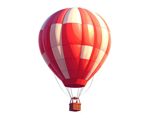 Naklejka premium Cartoon Hot Air Balloon with Red and White Stripes on Transparent Background