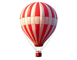 Obraz premium Cartoon Hot Air Balloon with Red and White Stripes on Transparent Background