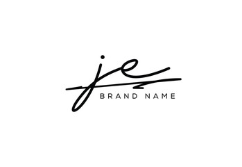 JE letter elegant cursive beauty handwriting logo.
