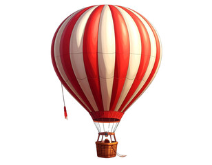 Naklejka premium Cartoon Hot Air Balloon with Red and White Stripes on Transparent Background