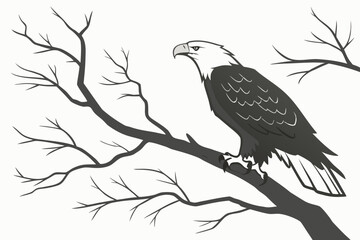 Lone Bird on a Hill: A Serene Nature Vector Illustration