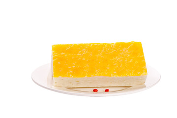 Jingzhou Fish Cake Chinese Specialty Dessert on White Plate Studio Photography