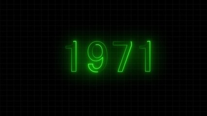 glowing neon light Neon sign 1971in bright  background number. abstract 1971 neon text animation. 4k video animation...