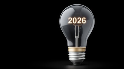 integration goal 2026 Light bulb with the year 2026, symbolizing innovation and future ideas.