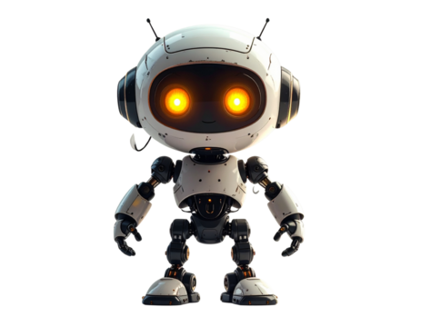  Small Humanoid Companion, Clean White Background.