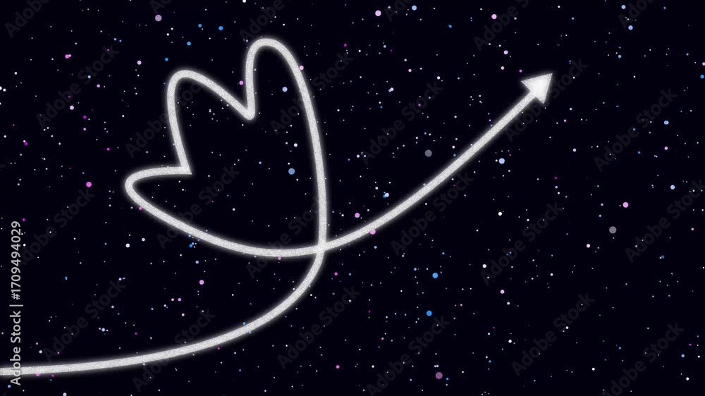 Aufkleber cosmic sparkling arrow motion graphics animation galactic stardust shimmering effect loop. sparkling