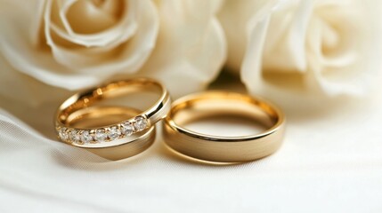 Golden Wedding Rings  Roses.