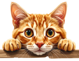 PNG Adorable ginger cat peeking playfully