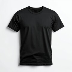 Black t-shirt mockup for design presentation isolated on white background