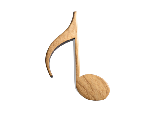 Single eighth note quaver isolated against a stark white backdrop, poised as the foca