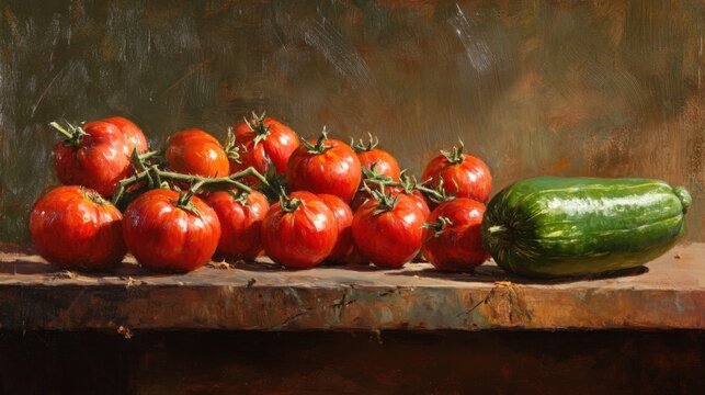 Still Life Tomatoes and Zucchini.