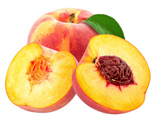 three and a half peaches isolated on transparent background png 
