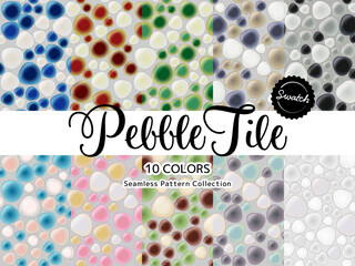 色違いのシームレスパターンのセット 玉石タイル