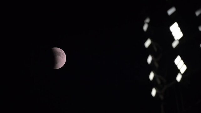 Lunar eclipse, also known as the Blood Moon, appears in the sky on September 7, 2025.