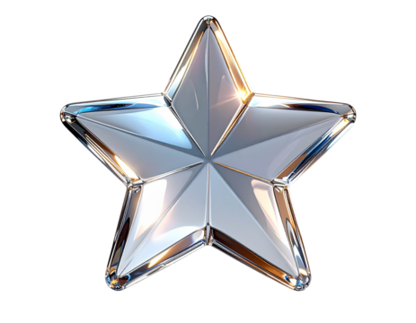Glossy Glass Star Icon with Soft Edges, Front View, Isolated - Powered by Adobe