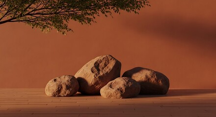 Desert Rocks Underneath Tree.