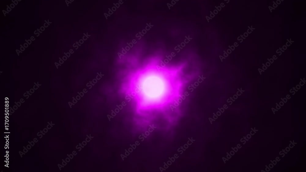 Poster abstract purple colored orb with fractal energy patterns flowing gently past central light. black ba