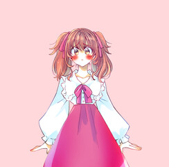 ロリータ服の女性　ときめく　赤色