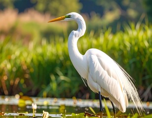 Majestic Egret in Wetlands