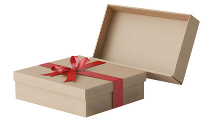Box, paper box, gift box with a red bow, transparent picture, cutout, png picture